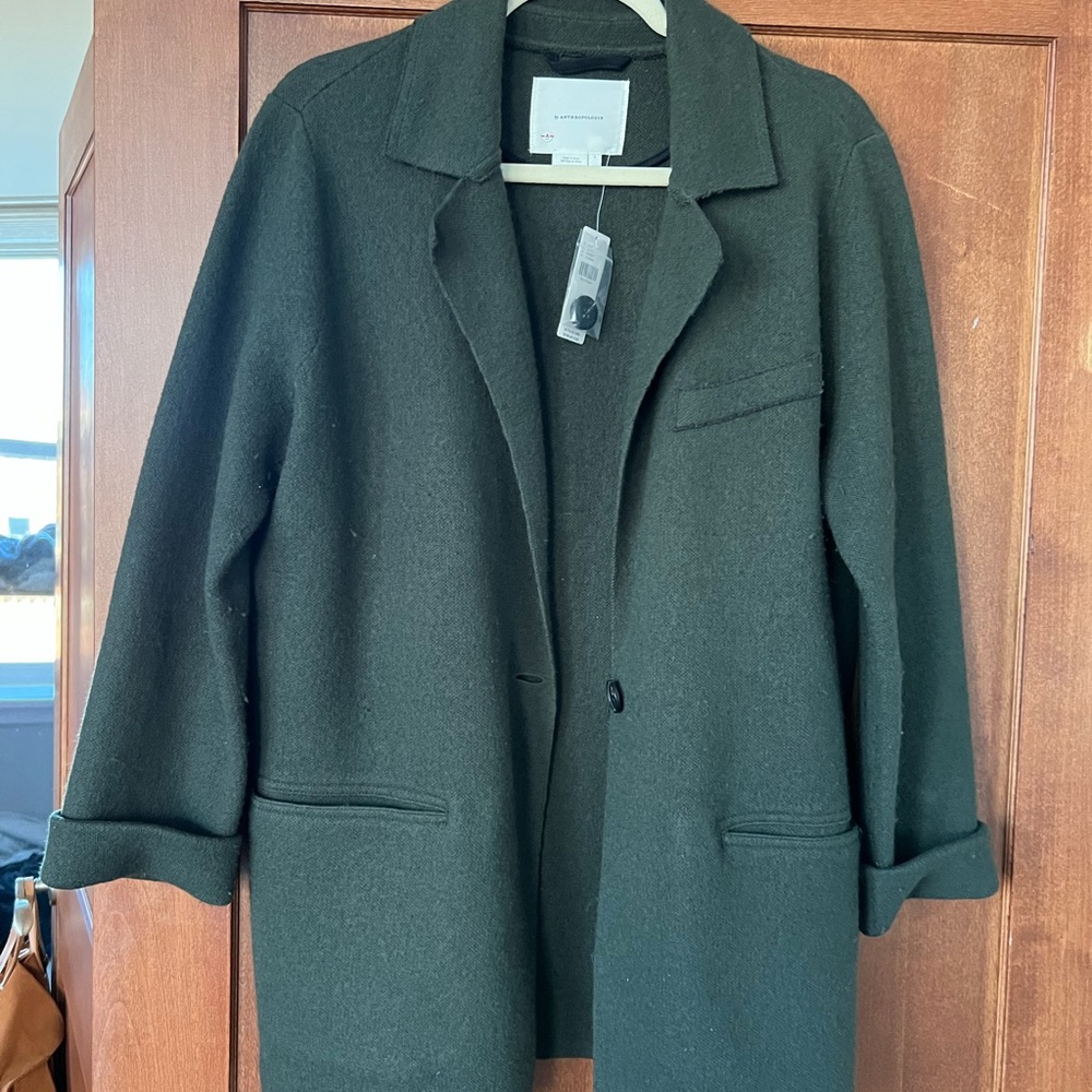 Anthropology- NWT new with tags dark green sweater blazer